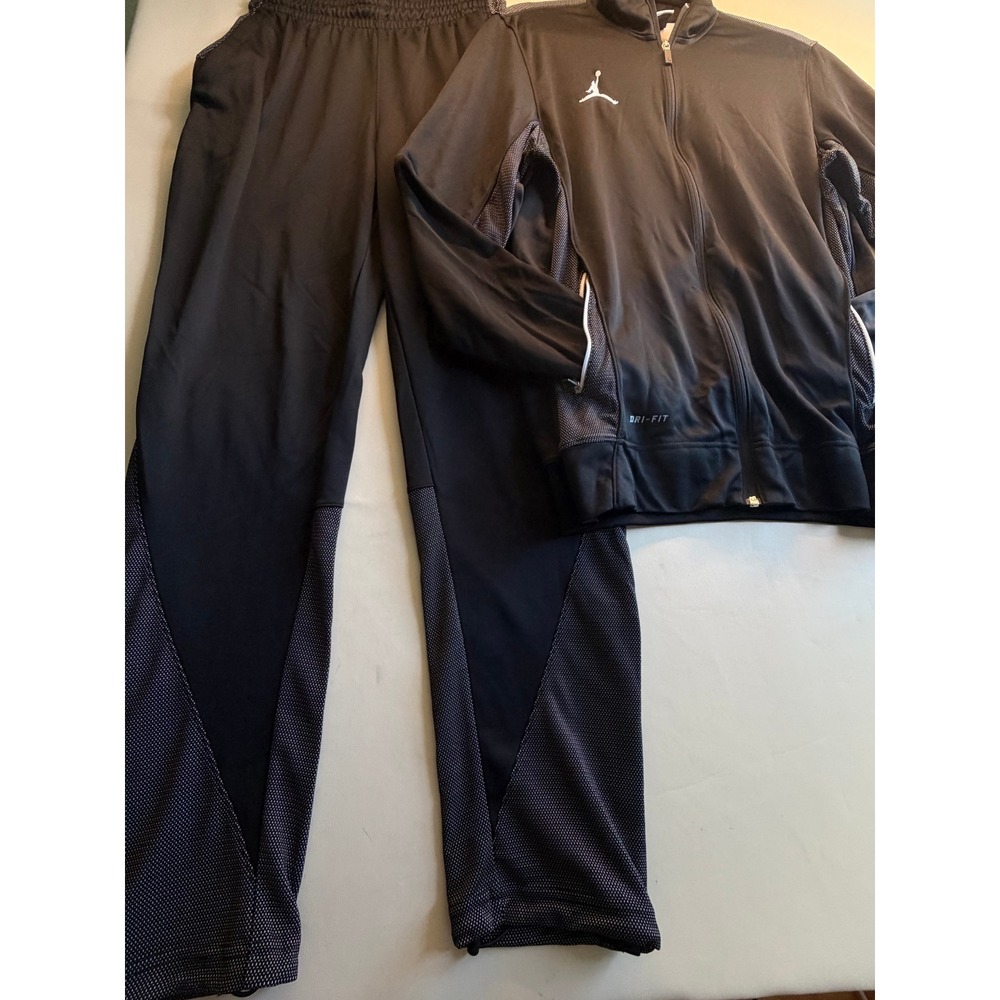 Jordan Dri-FIT Track Suit Mens Medium Black Full Zip Jacket and Pants Set